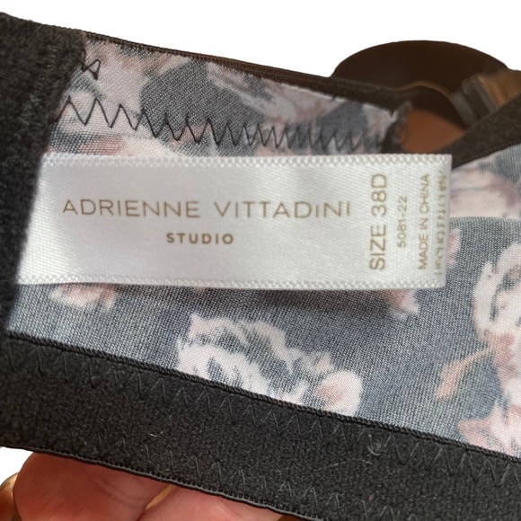 Adrienne Vittadini Studio Black Floral Bra 38D Smooth Underwire Padded Straps - Picture 7 of 8